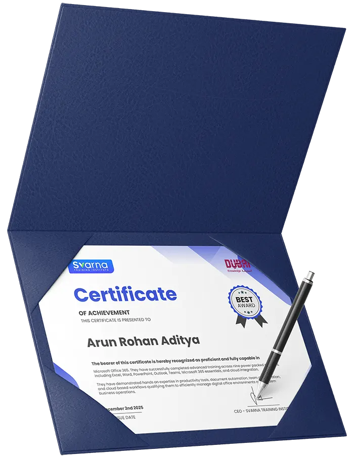MS Office Course Certificate by Svarna Institute
